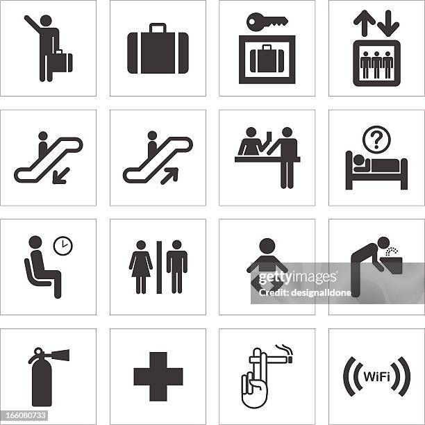 public transport and travel icons - restroom sign stock illustrations