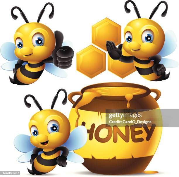 cute bee: 3 in 1 - bee-cartoon-drawing stock illustrations