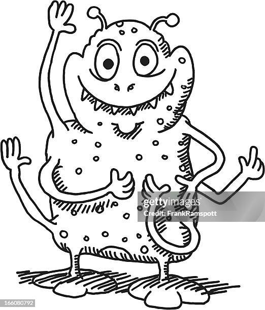martian monster six arms - many hands stock illustrations