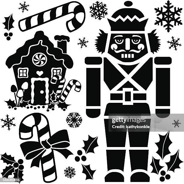 a black and white christmas element design - nutcracker stock illustrations