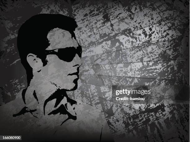 man profile sunglasses with grunge background - man sunglasses stock illustrations