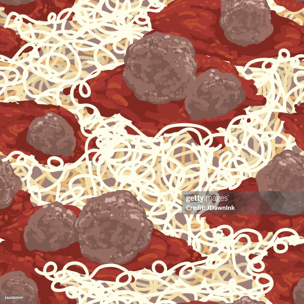 Spaghetti Pull Vector Spaghetti And Meatballs Seamless Pattern High-Res Vector Graphic ...