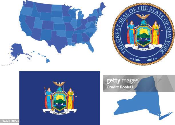 ilustraciones, imágenes clip art, dibujos animados e iconos de stock de estado de nueva york - new york