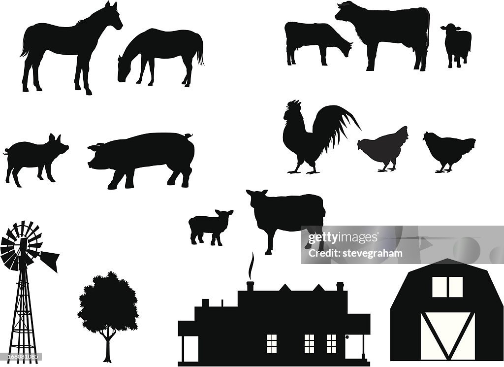 Farm Animals In Silhouette High-Res Vector Graphic - Getty Images
