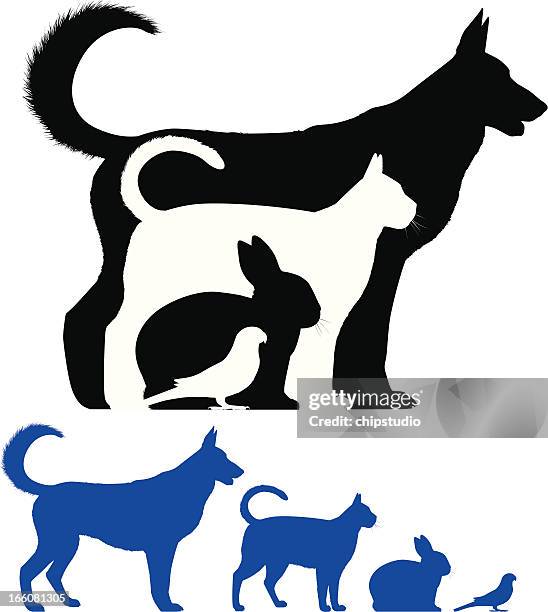 ilustraciones, imágenes clip art, dibujos animados e iconos de stock de silueta de mascotas - dog silhouette