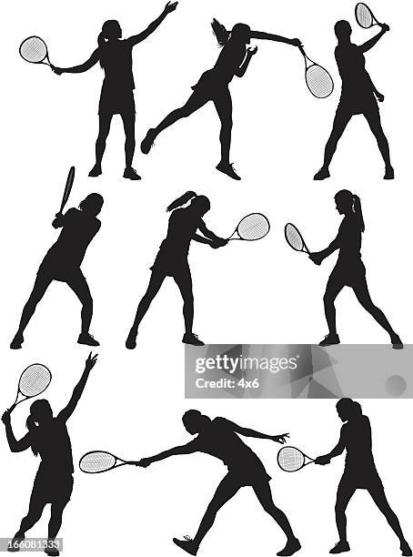 ilustrações, clipart, desenhos animados e ícones de várias imagens de um jogador de tênis em ação - raqueta de tenis