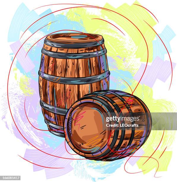 wine barrels - distillation stock illustrations