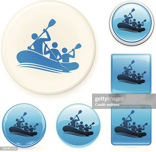 rafting-icon-set - floßfahrt stock-grafiken, -clipart, -cartoons und -symbole