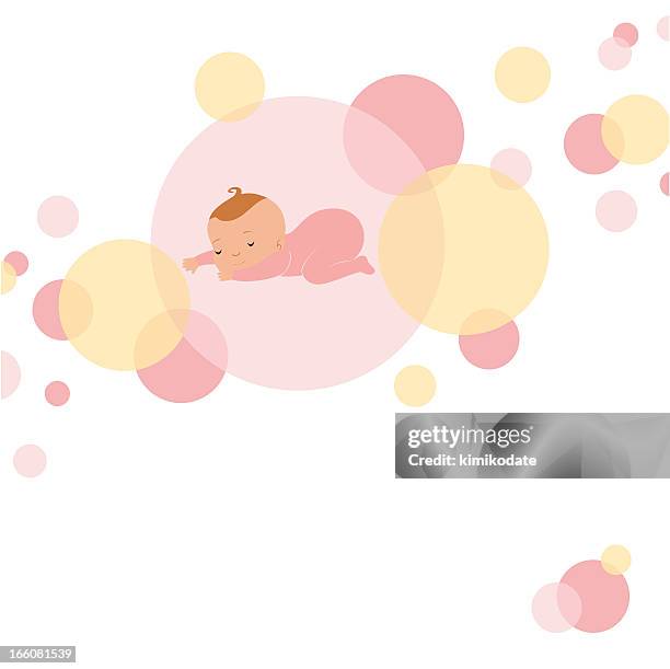 stockillustraties, clipart, cartoons en iconen met sleeping baby girl design - baby background