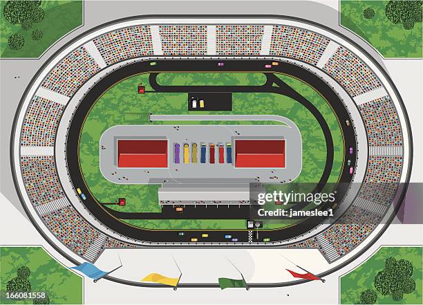 stock car race track - nascar crowd stock illustrations