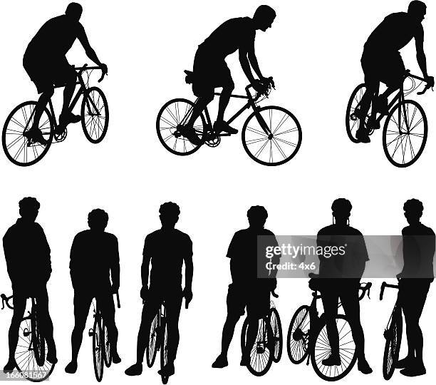 illustrations, cliparts, dessins animés et icônes de plusieurs images de bicyclists - casque de vélo