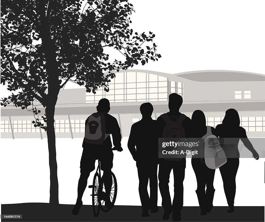 Student Crowd Vector Silhouette