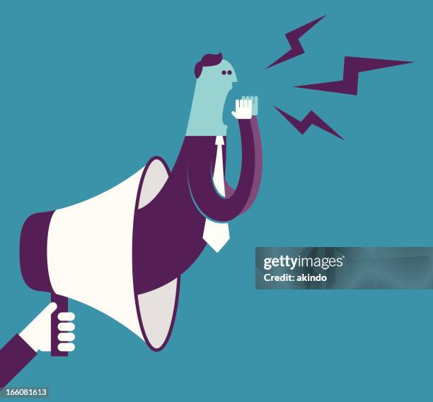 attention!! - man shouting stock illustrations