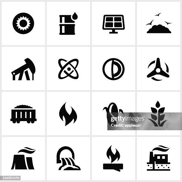 ilustraciones, imágenes clip art, dibujos animados e iconos de stock de negro generación de combustible y energía iconos - núcleo