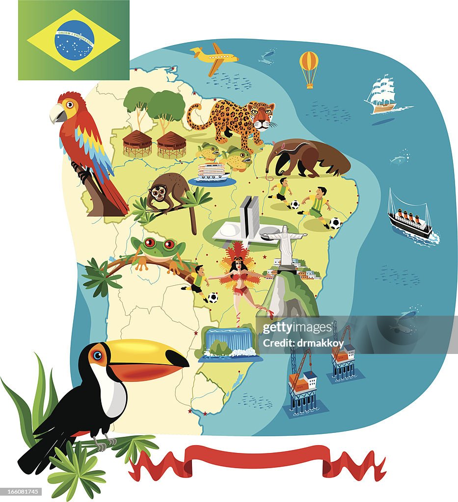 カットイラスト、マップのブラジル