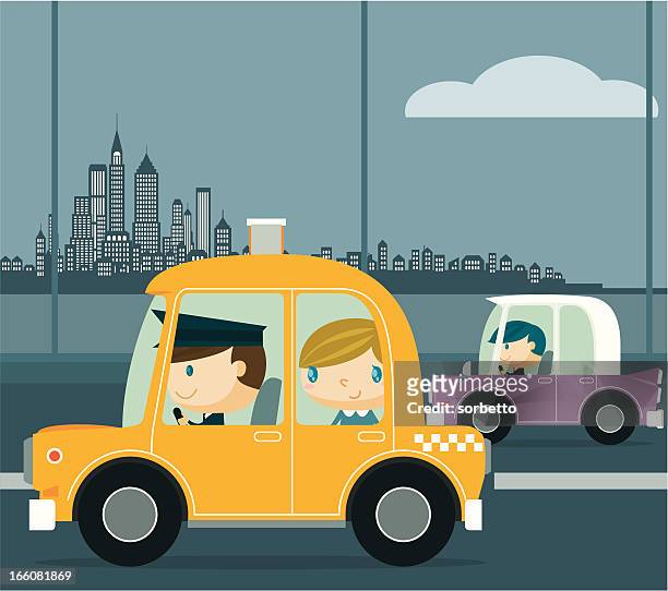 stockillustraties, clipart, cartoons en iconen met new york taxi - yellow taxi