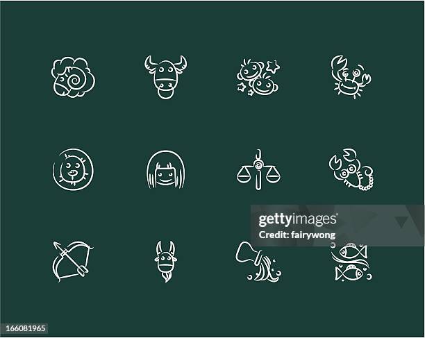 zodiac icon set - libra stock illustrations