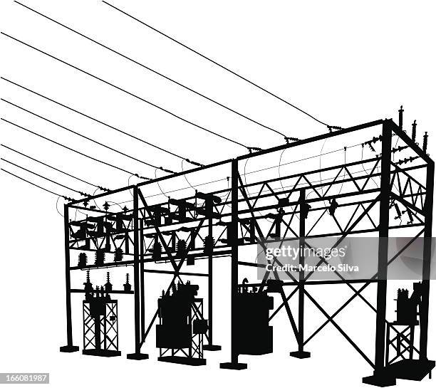 電力 substation シルエット - transformer点のイラスト素材／クリップアート素材／マンガ素材／アイコン素材