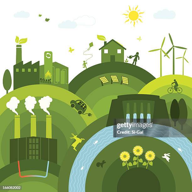 ilustraciones, imágenes clip art, dibujos animados e iconos de stock de energías renovables - environnement