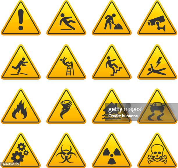 vorsicht gefahr straße zeichen sammlung und - warning symbol stock-grafiken, -clipart, -cartoons und -symbole