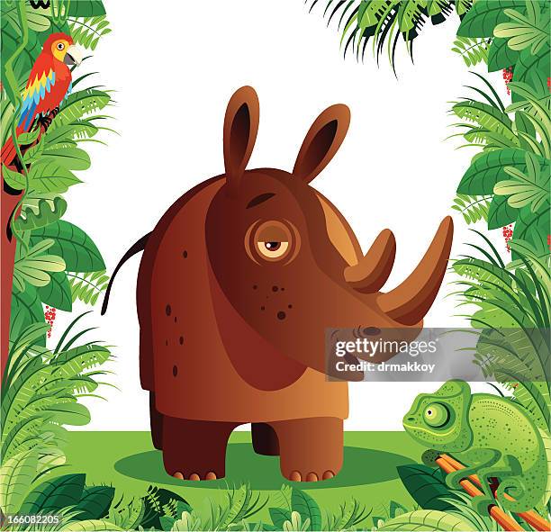 rhinos - black rhino stock illustrations