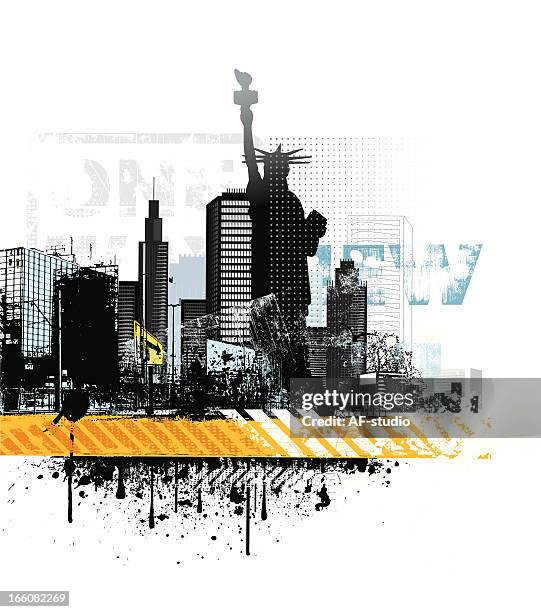 stockillustraties, clipart, cartoons en iconen met grunge new york - statue of liberty drawing