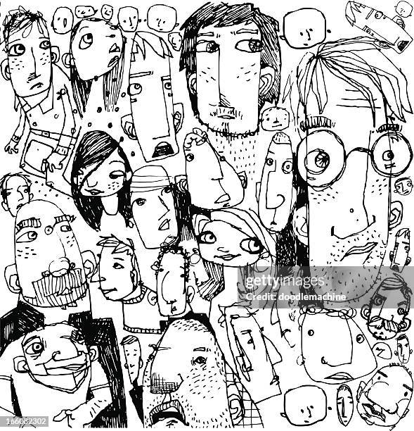 ilustraciones, imágenes clip art, dibujos animados e iconos de stock de fondo con caras - standing out from the crowd