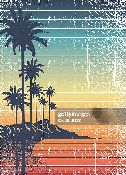 retro island - palm trees california stock illustrations