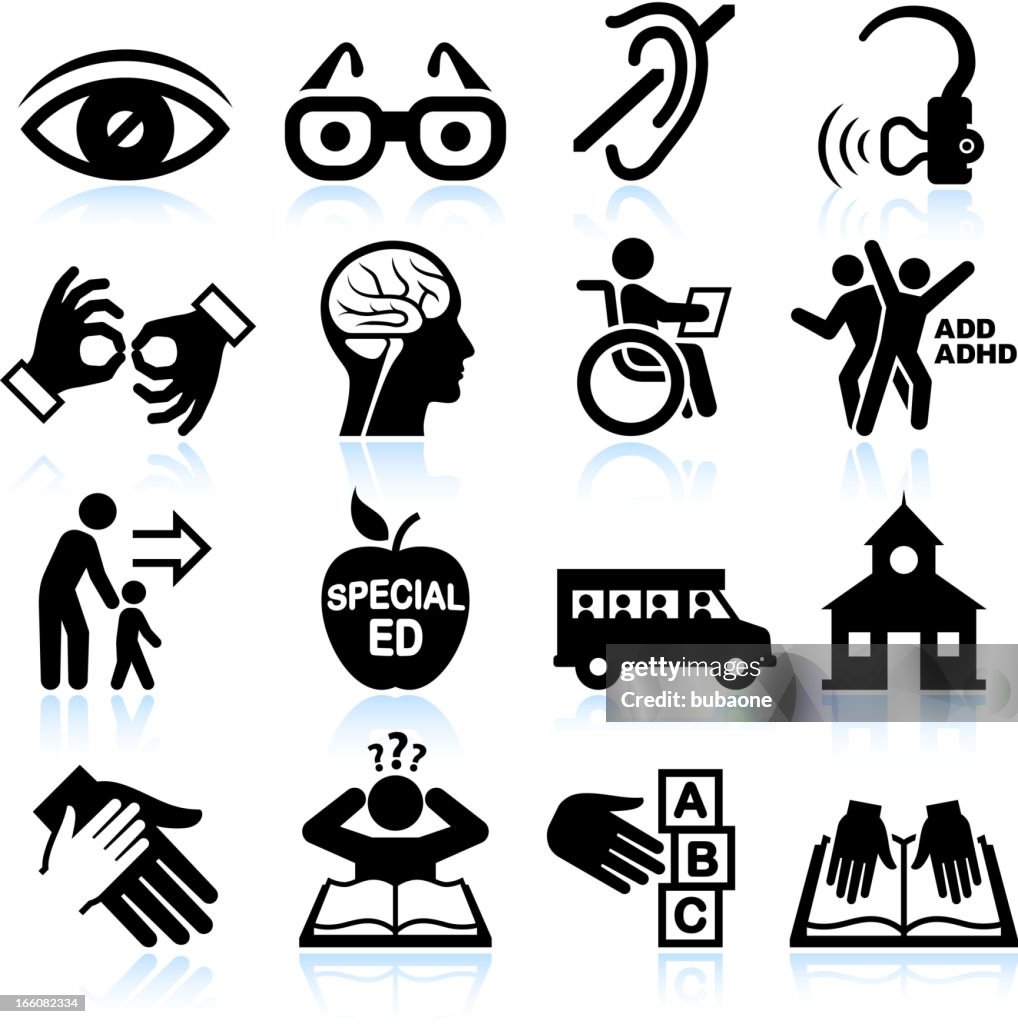 Zimmer und spezielle Ausbildung &, schwarz-weiß Vektor icon-set