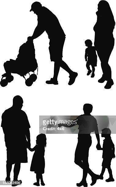 silhouette of families - clip art family stock illustrations