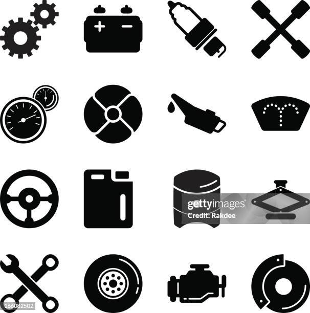 car tools silhouette icons - spark plug stock illustrations
