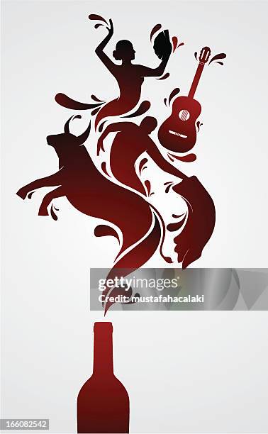 spanish wine - bull silhouette 幅插畫檔、美工圖案、卡通及圖標