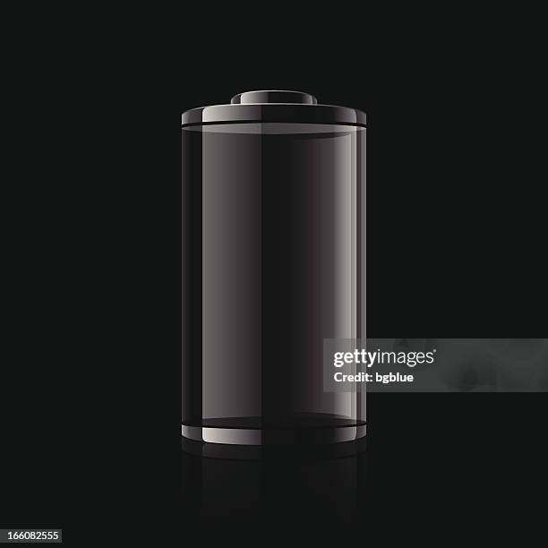 digital graphic of a black battery on a black background - cylinder stock illustrations