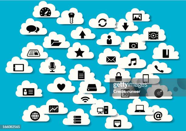 cloudscape icons (cloud computing) - network connection plug stock illustrations