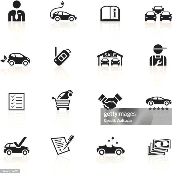 schwarze symbole-autohaus - autohändler stock-grafiken, -clipart, -cartoons und -symbole