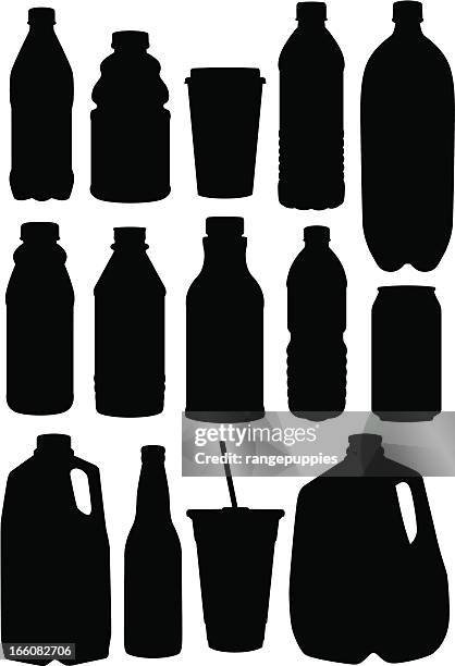 stockillustraties, clipart, cartoons en iconen met assortment of black drinking containers - coffee cup