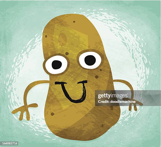 ilustraciones, imágenes clip art, dibujos animados e iconos de stock de frutas & verduras-feliz papas. - potato smiley faces