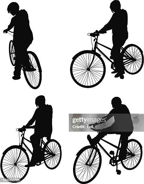 自転車に乗る人シルエットのイラスト素材 自転車に乗る人シルエットのイラスト素材