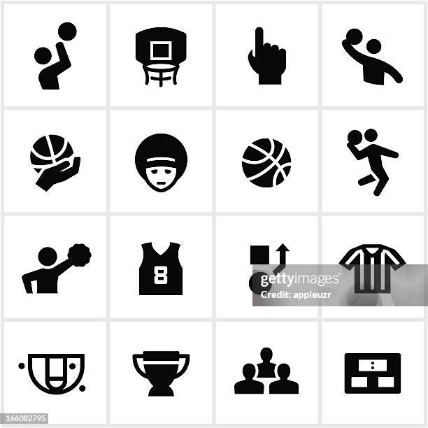 illustrazioni stock, clip art, cartoni animati e icone di tendenza di nero icone del basket - basket icon