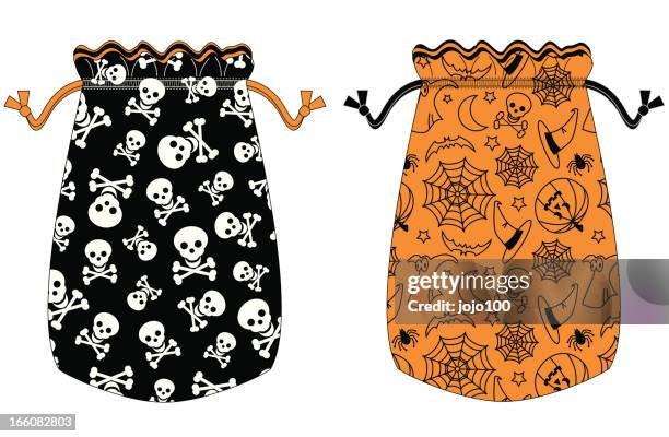 halloween trick or treat drawstring bag - half moon stock illustrations
