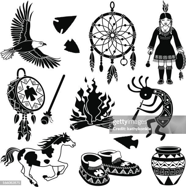 native american icons - kokopelli stock illustrations