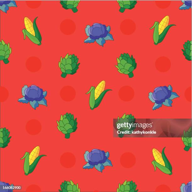 seamless vegetables pattern - artichoke pattern stock illustrations