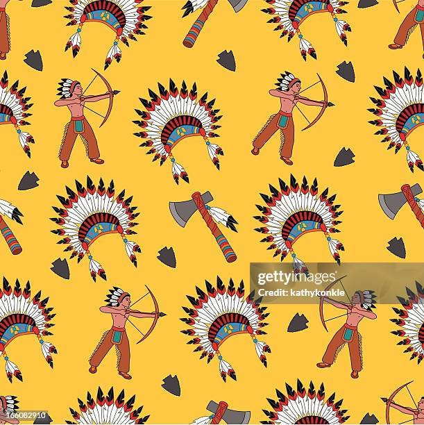 ilustrações, clipart, desenhos animados e ícones de nativos americanos padrão sem emendas - cultura tribal americana