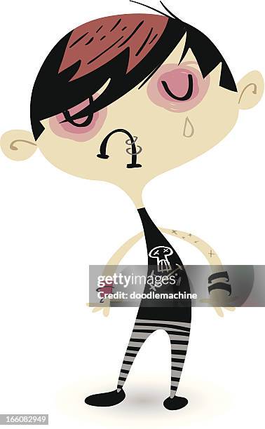 stockillustraties, clipart, cartoons en iconen met wigglyfolk - emo guy - gothic style