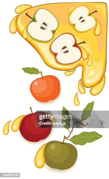 äpfel mit honig - konfitüre tropfen stock-grafiken, -clipart, -cartoons und -symbole