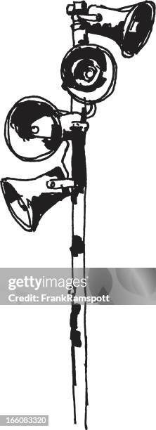 public address system sketch - electric pole stock illustrations