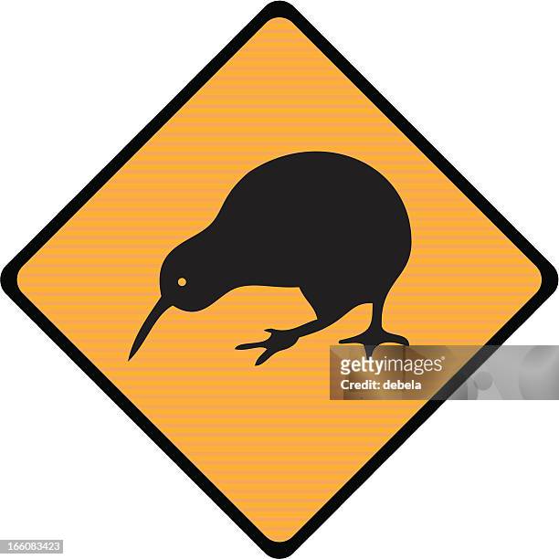 kiwi bird road sign - auckland stock illustrations