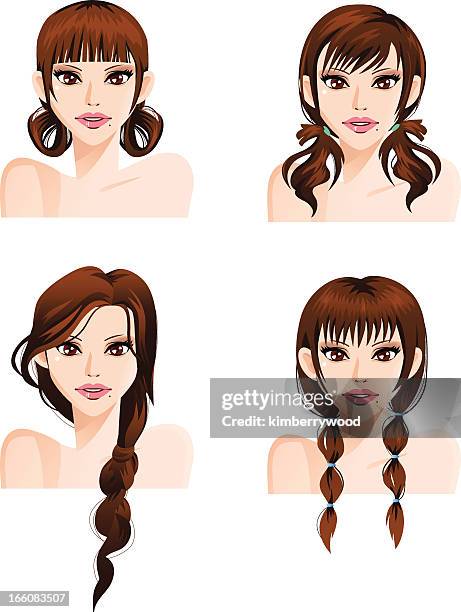 hair style - plait stock illustrations