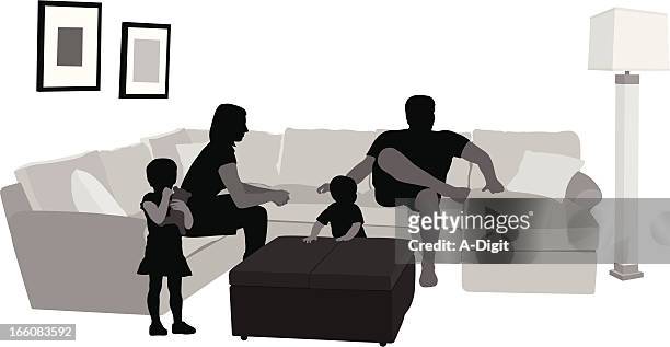 familylife - familie sofa stock-grafiken, -clipart, -cartoons und -symbole