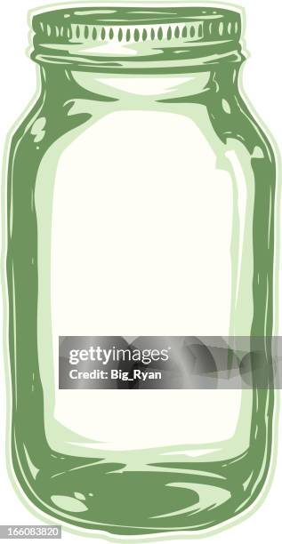 hand drawn mason jar - lid stock illustrations